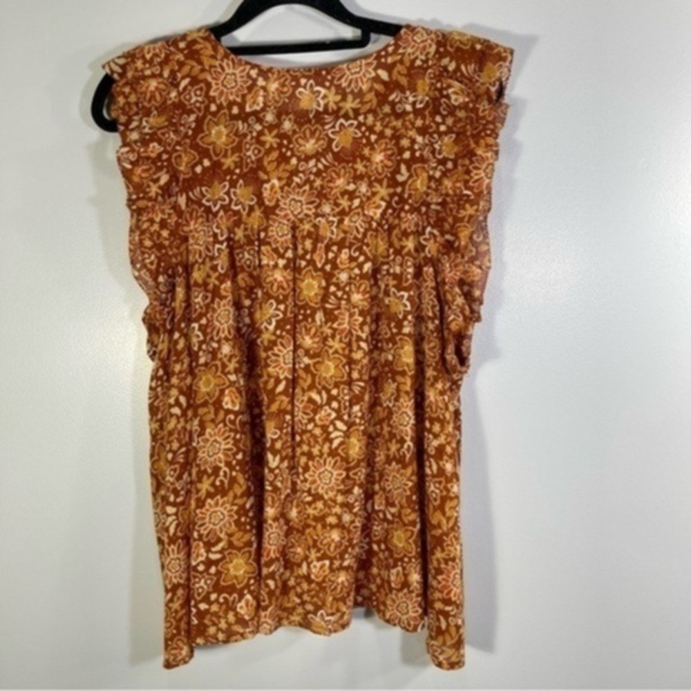 NWT Sundry Floral Flutter Sleeve Blouse Size 2 or M Color Curry - Picture 5 of 11